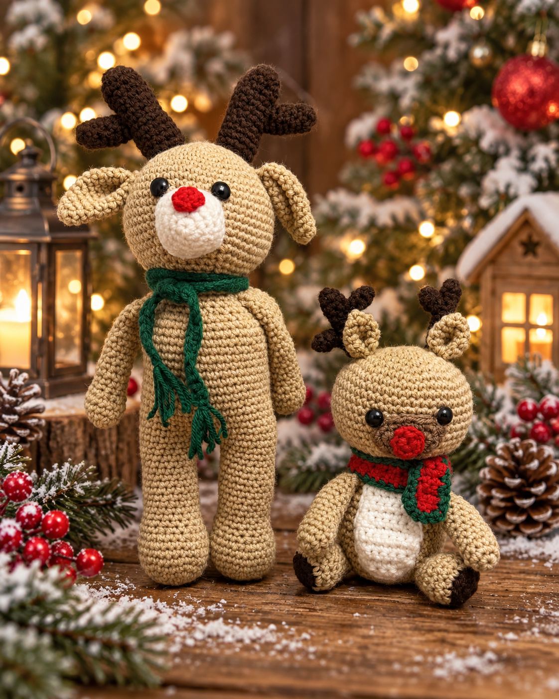 Cozy Crocheted Reindeer Pair
