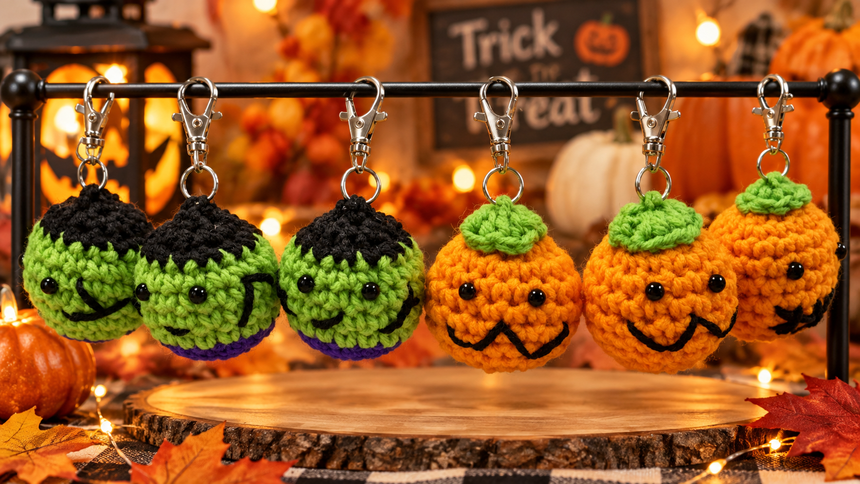 Hand-Crocheted Halloween Zombie Keychain