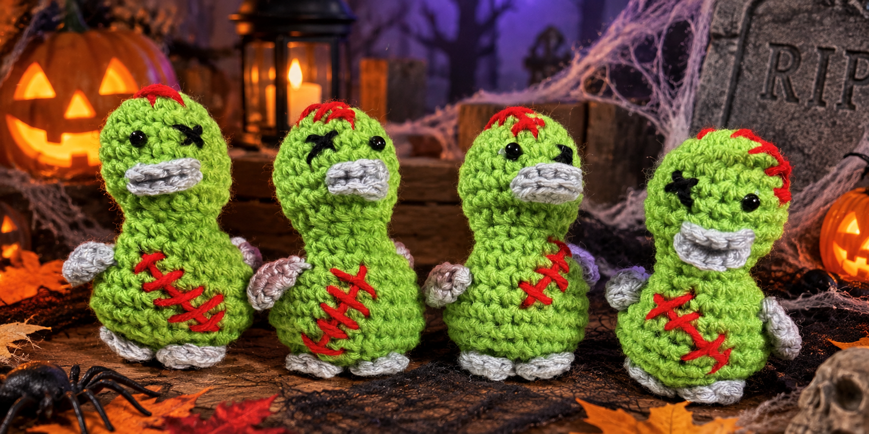 Hand-Crocheted Halloween Zombie Duck